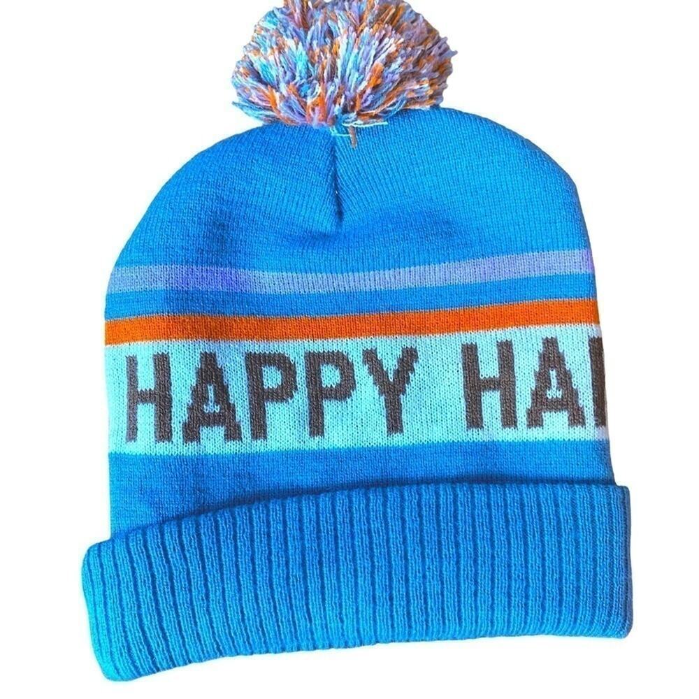 Knit Happy Graphic Pom Beanie Unisex One Size
